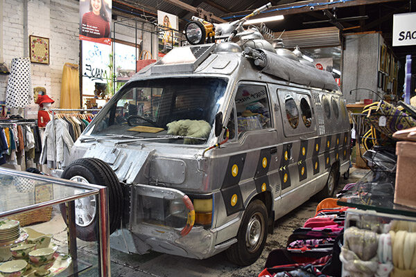 Space van parked in the middle of our 433 Brunswick Street Fitzroy op shop