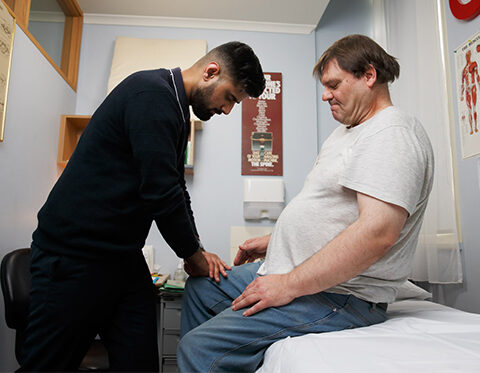 Man receiving treatment at the Wellness Centre