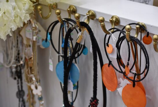 hooks filled with hanging jewellery
