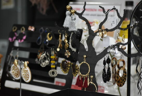 Jewellery hanging off a decorative tree