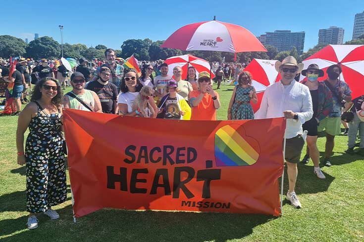 sacred-heart-mission-midsumma-pride-march-2022 Sacred Heart Mission staff attending the 2022 Midsumma Pride March