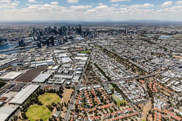 Bird's eye view of Melbourne