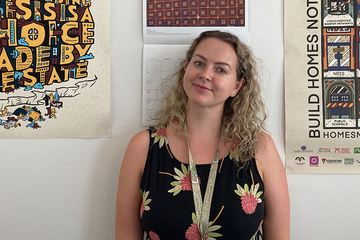 womens-supportive-housing-staff-smiling Women's Supportive Housing team member Annie smiling into the camera