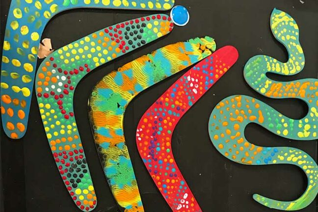 Hand-painted boomerangs