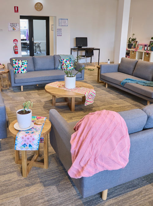 lounge area in Sacred Heart Mission's Women's House