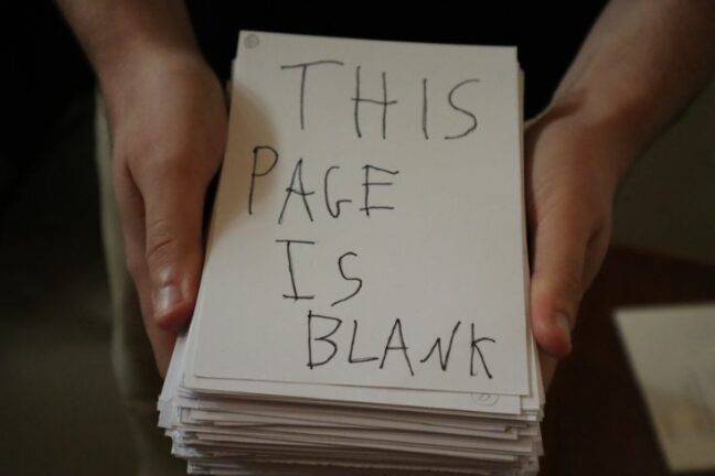 A page with the words 